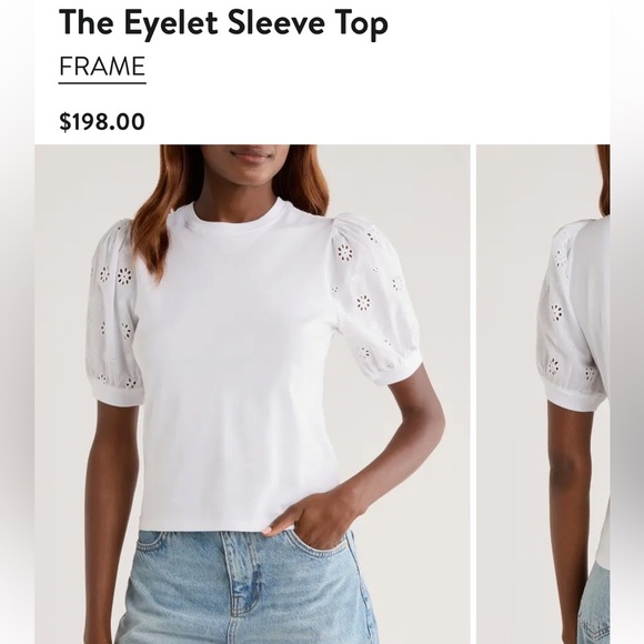 FRAME The Eyelet Sleeve Top Xs - Picture 1 of 7